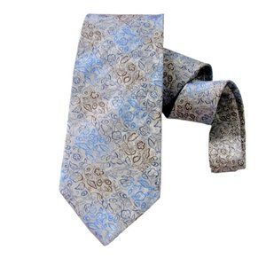 Men Navy Silver Grey Navy Black Nina Ricci silk tie Floral Print 100 Sil…